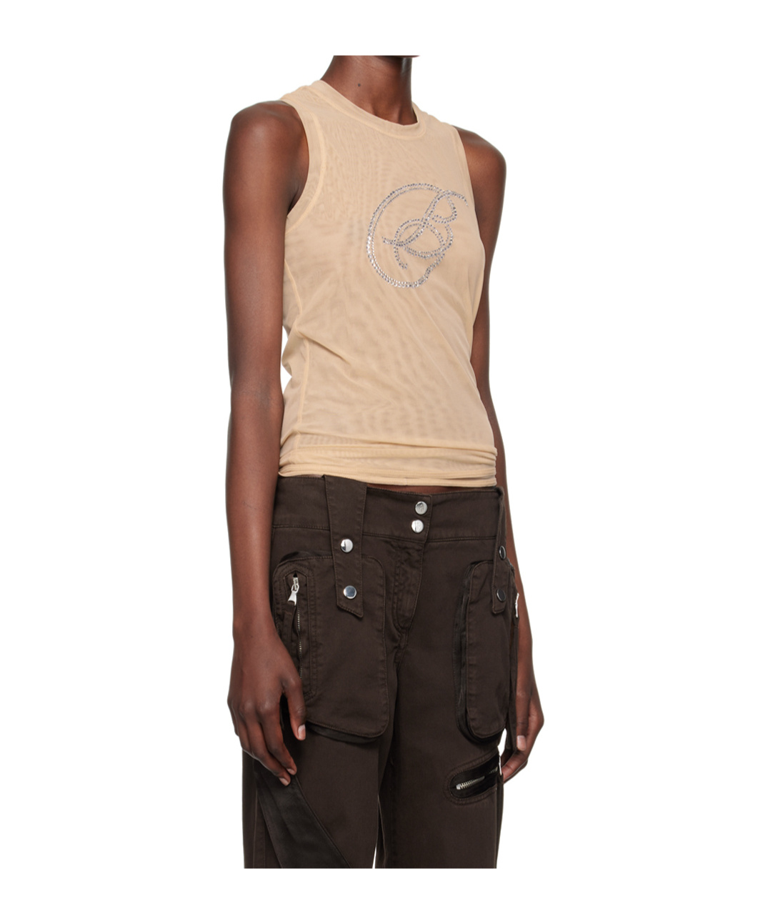 Blumarine Elastic Mesh Vest In Black