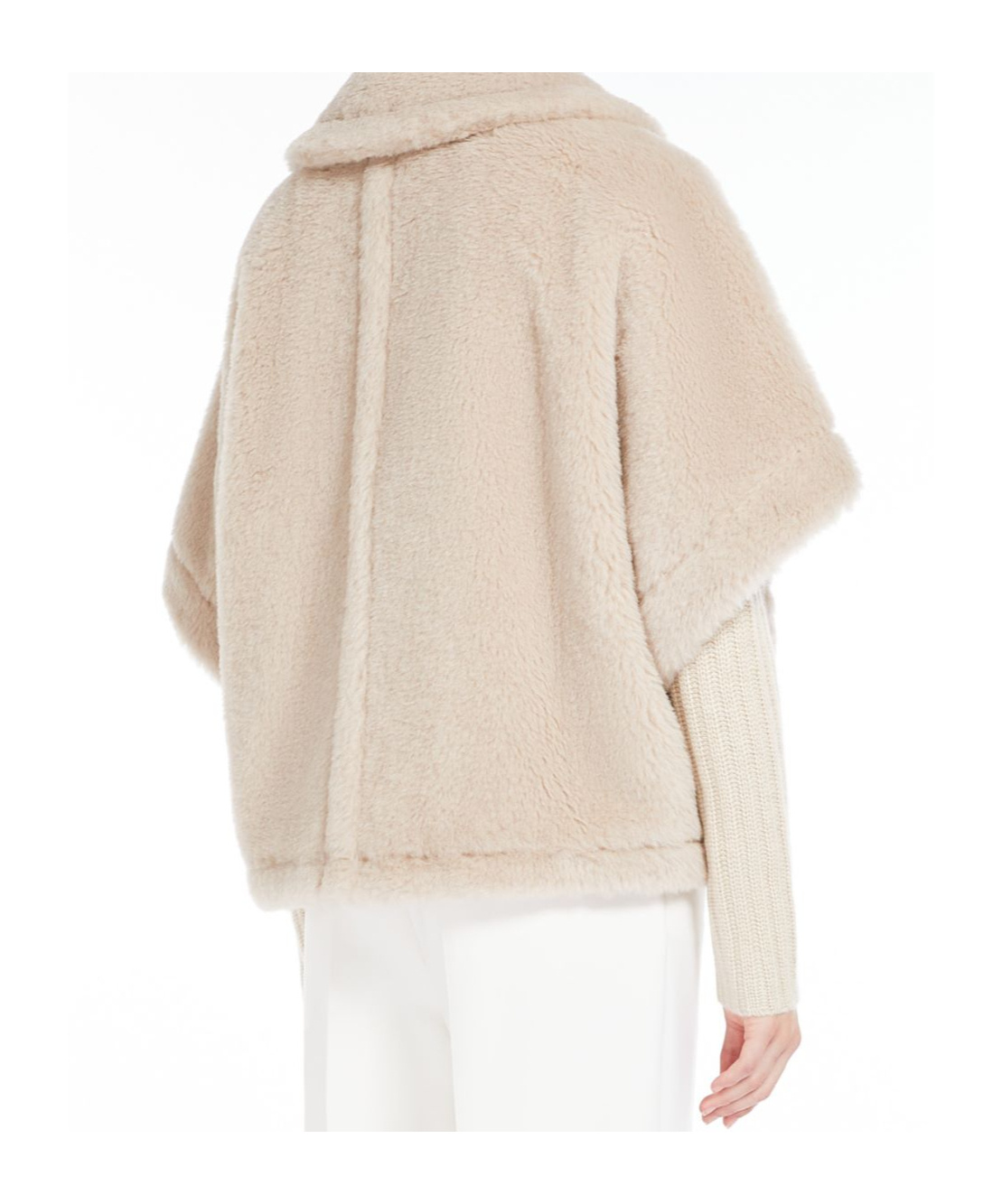 Max Mara Newtzero Virgin Wool-blend Cape In Nude