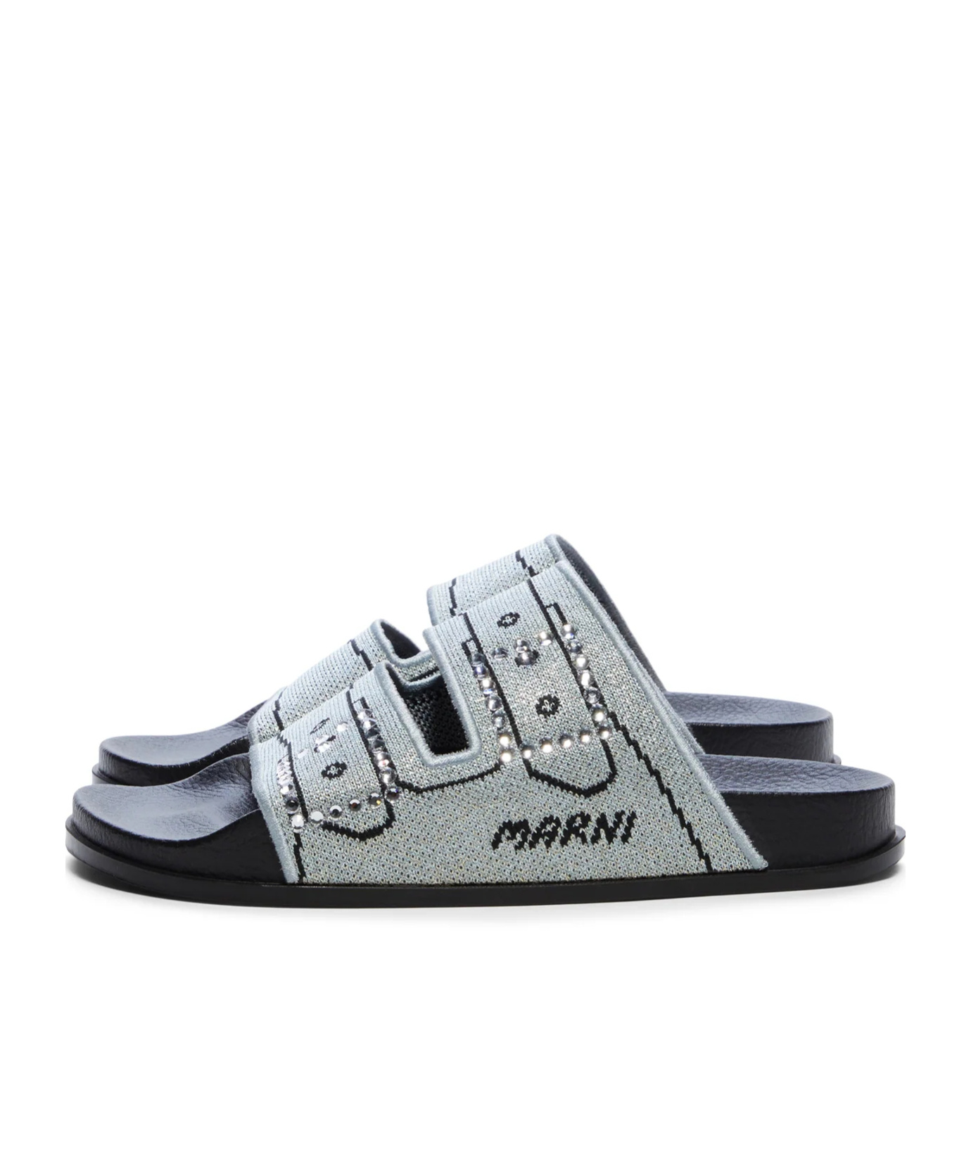 Shop Marni Jacquard Logo Flip-flops In Gray