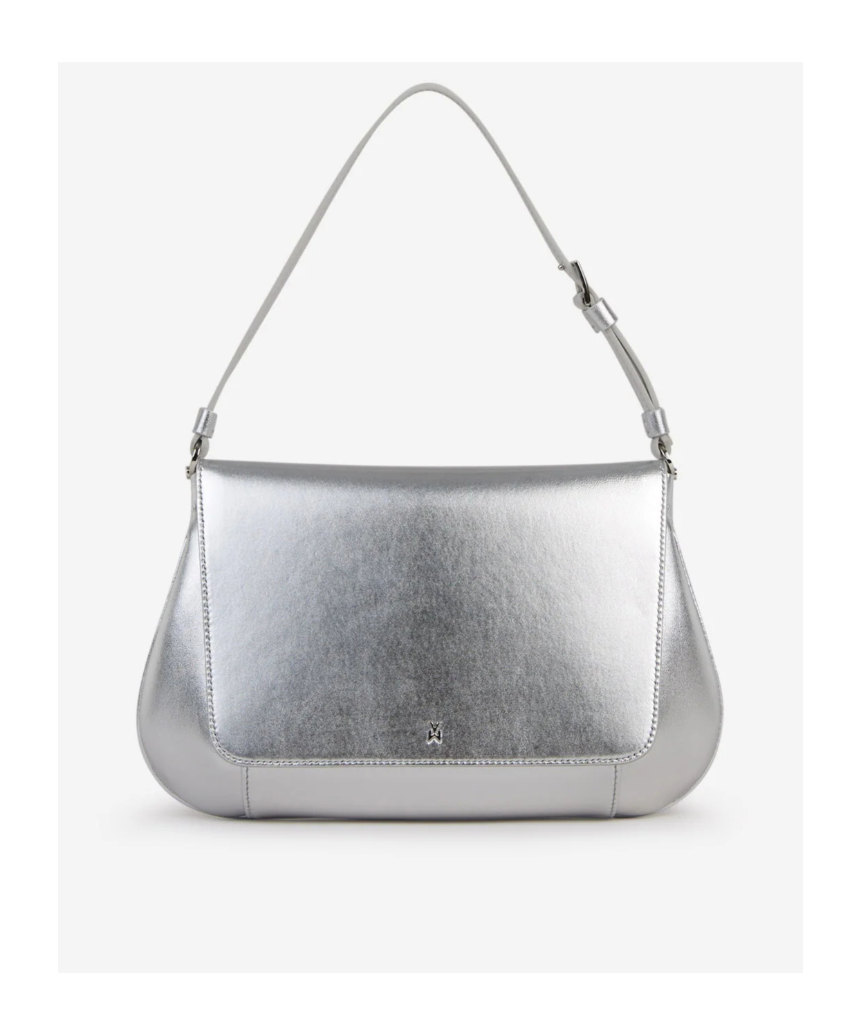 Amina Muaddi Ami Mini Frame Metallic Leather Shoulder Bag In Gray