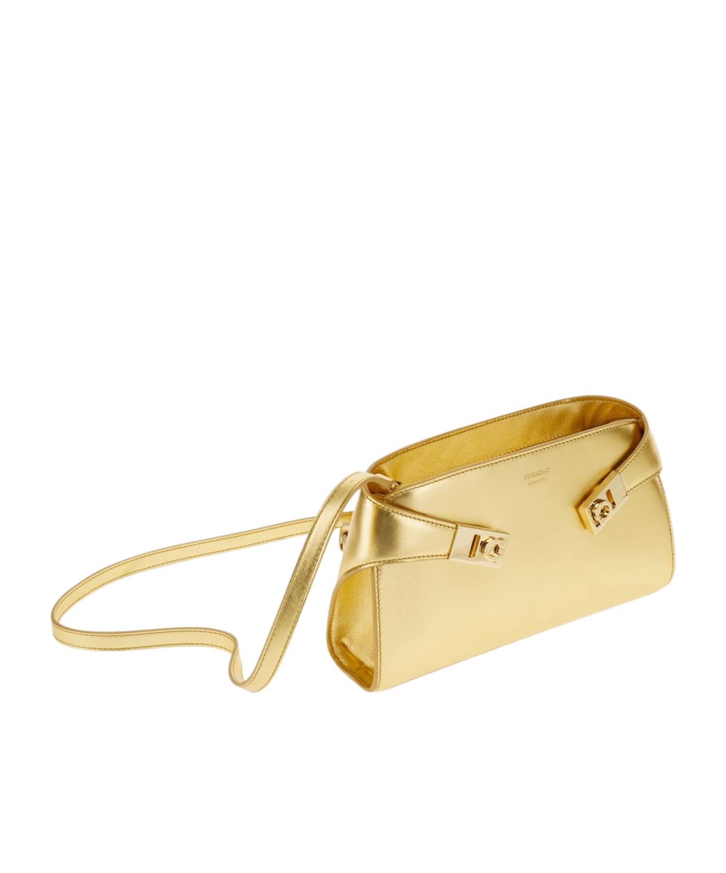 Ferragamo Hug Mini Metal Shoulder Bag In Nude