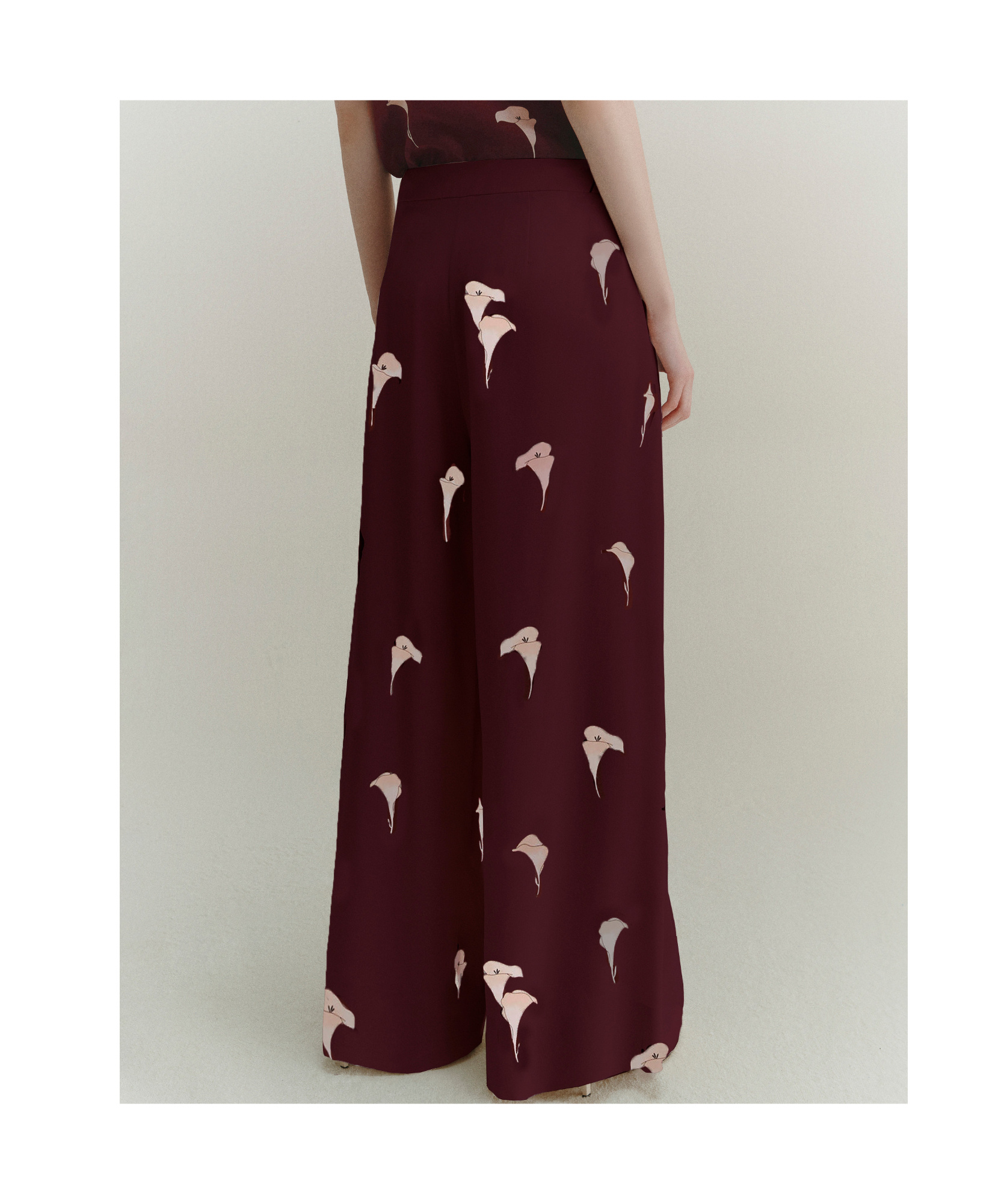 Marella Voile Wide-leg Trousers - Natural In Burgundy