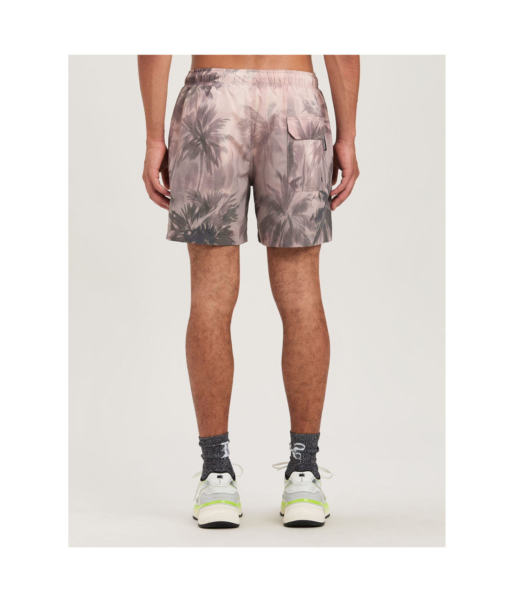 Palm Angels Mini Sunset Palms Swim Shorts In Gray