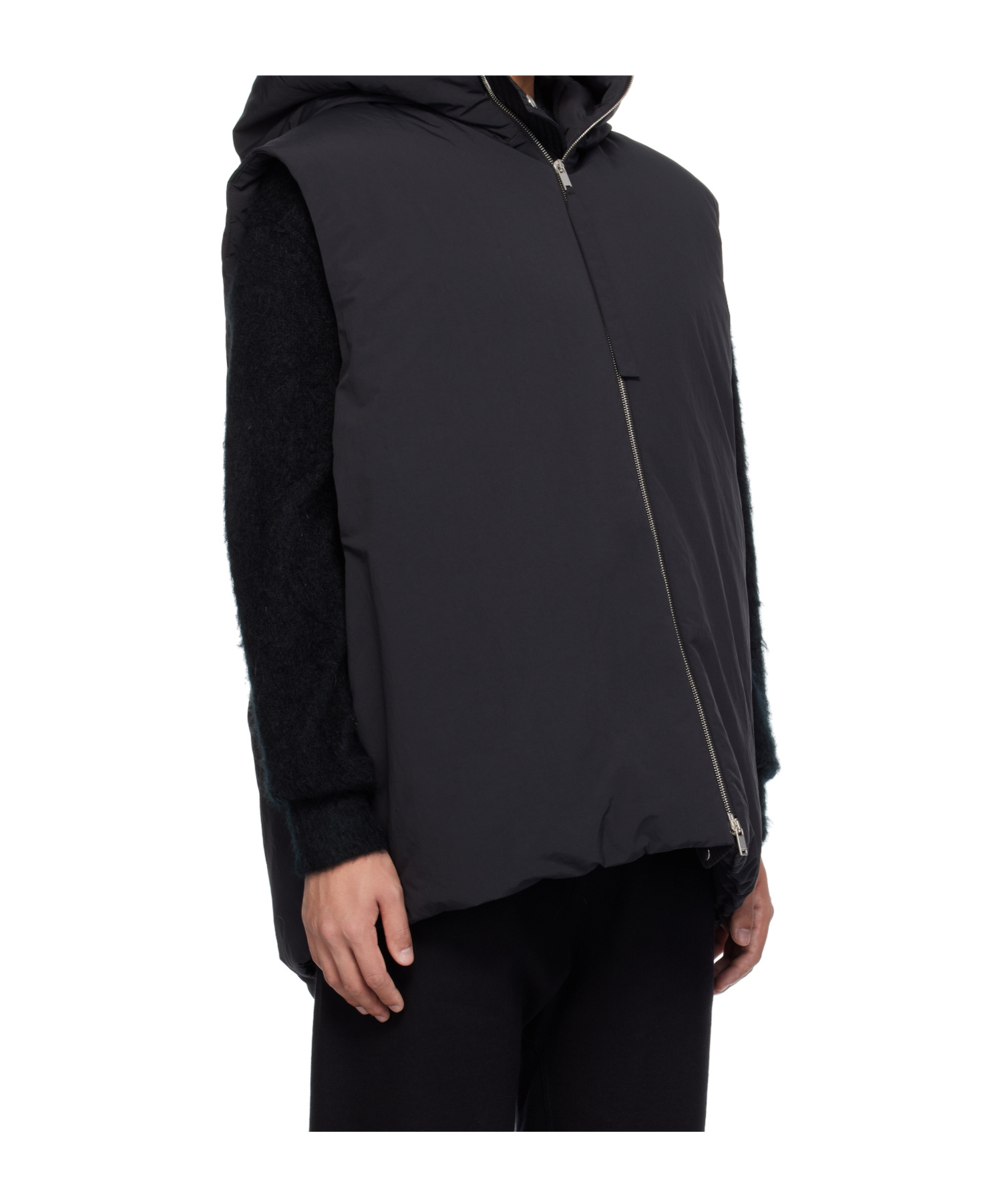 Jil Sander Black Medium Fill Down Vest In Black