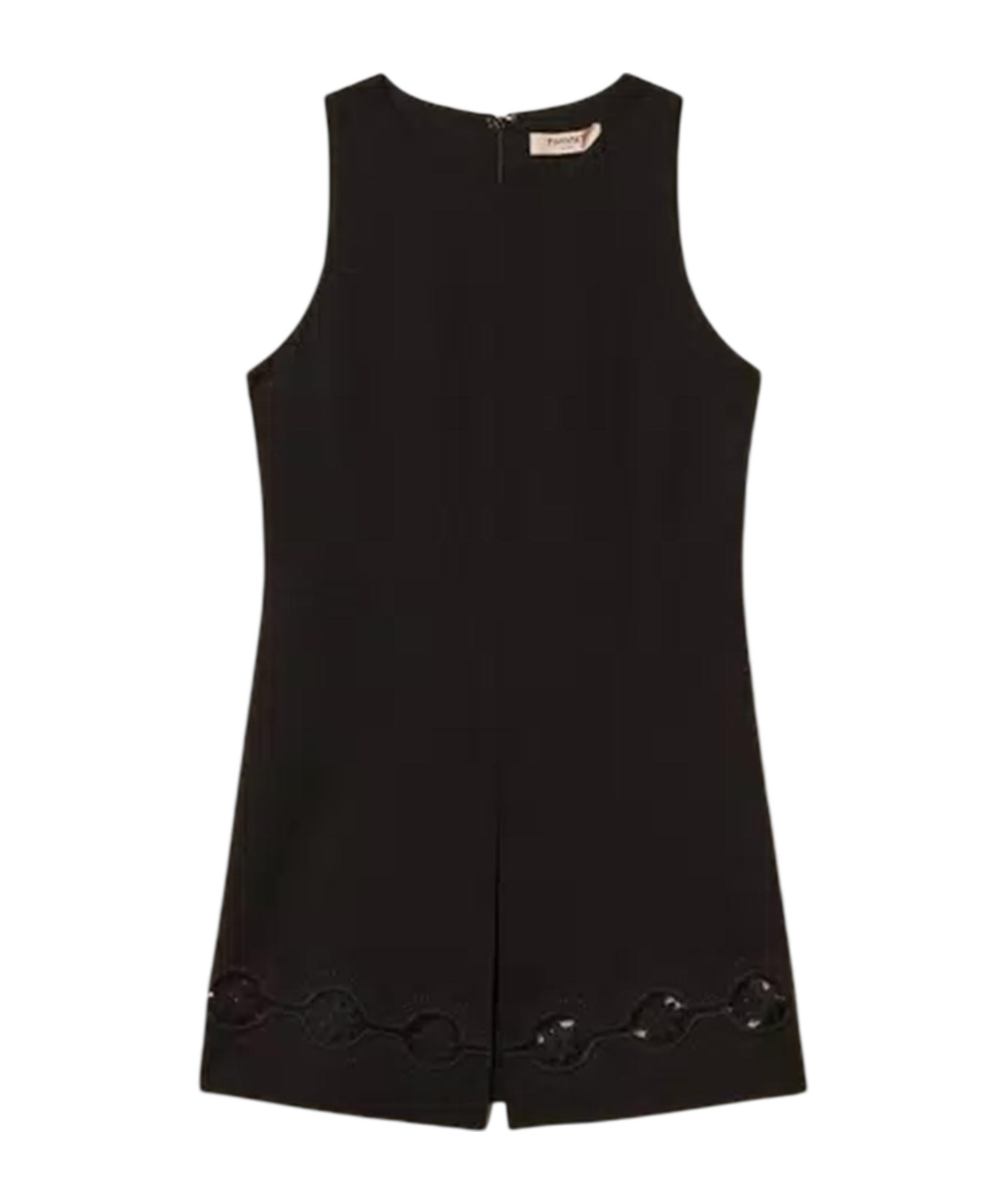 Twinset Floral Embroidery Tunic In Black