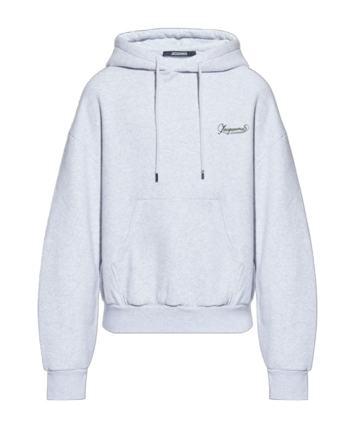 Jacquemus The Corto Logo Embroidered Cotton Fleece Hoodie In White