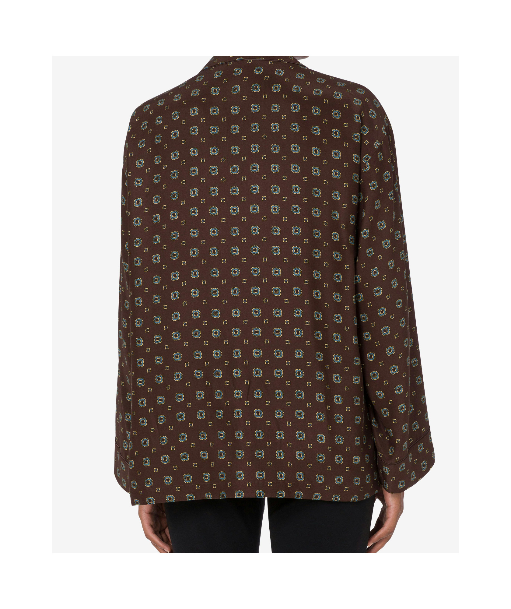 Moschino Couture Printed Silk Shirt In Brown