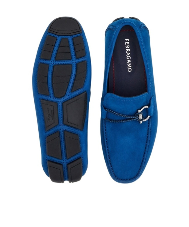 Ferragamo Parigi Suede Loafers In Blue