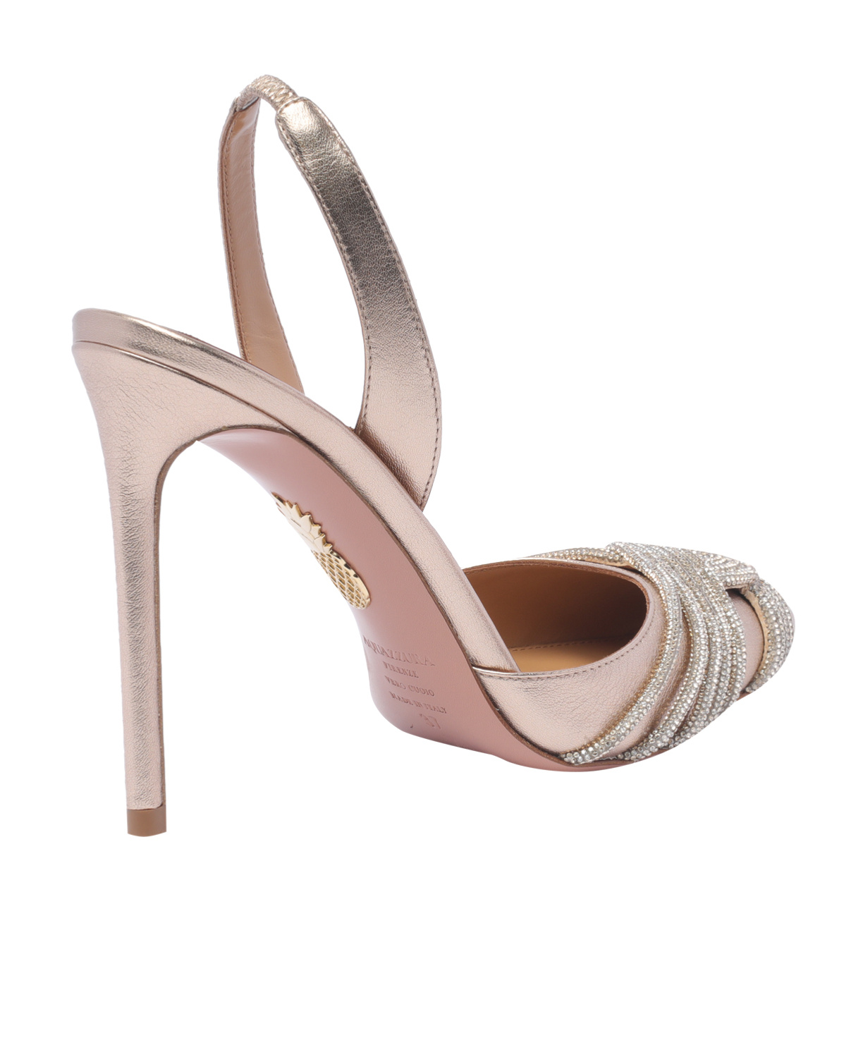 Aquazzura Gatsby Sling Shoes With Exposed Heels In Nude