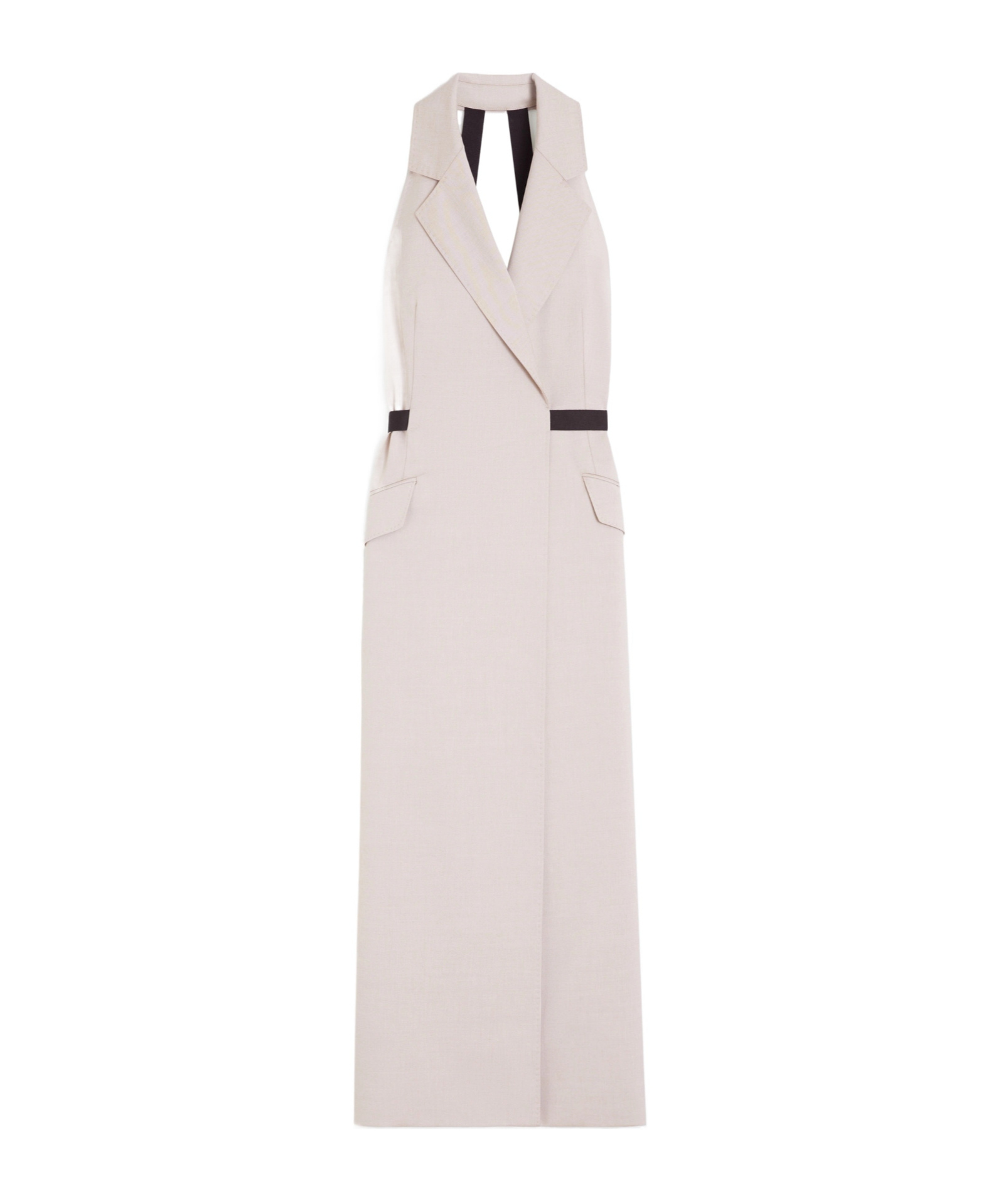 Max Mara Cime Stretch Cotton And Wool-blend Halterneck Maxi Dress In Neutral