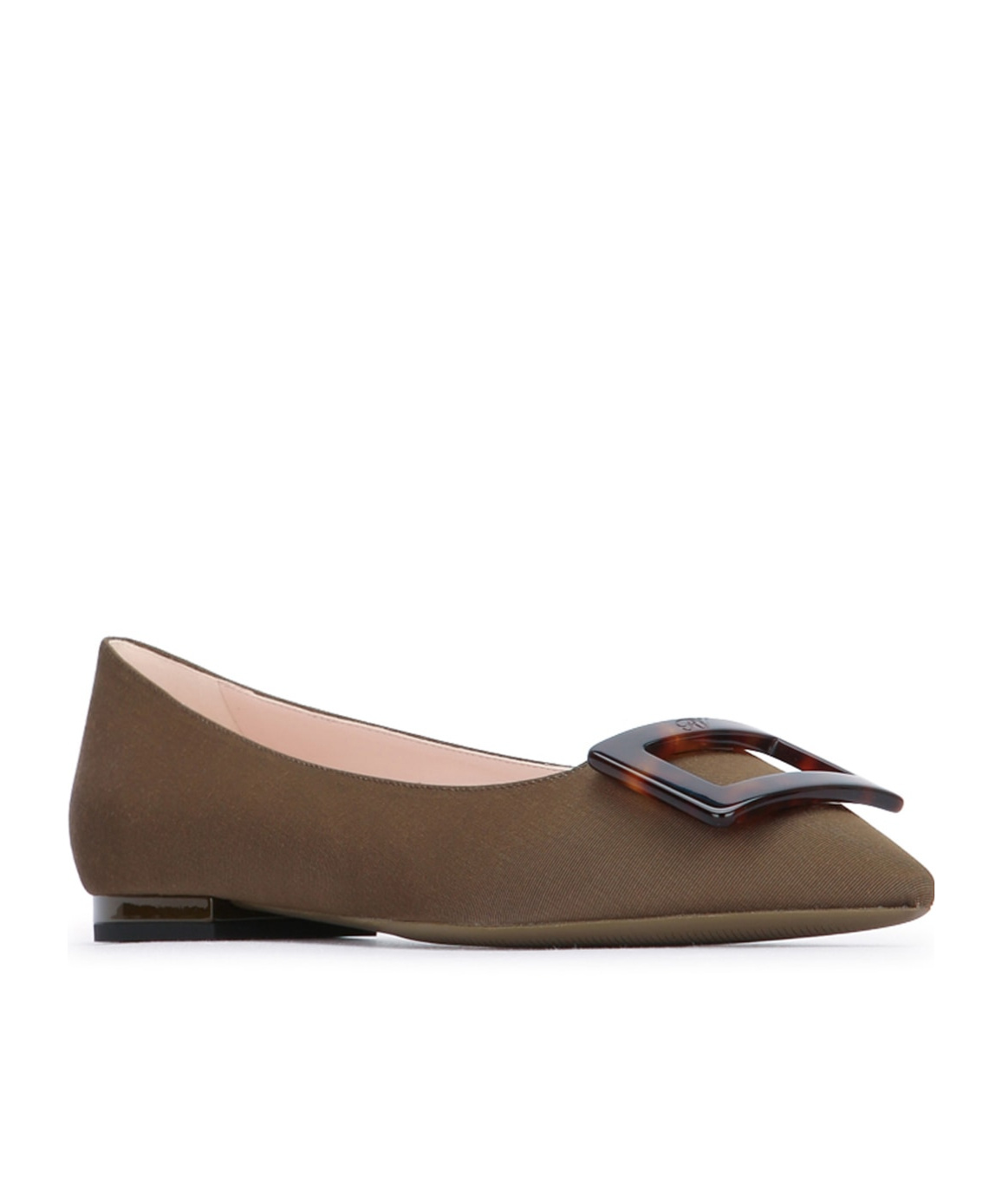 Roger Vivier Turtle Ballerina Buckle Toe Square In Brown