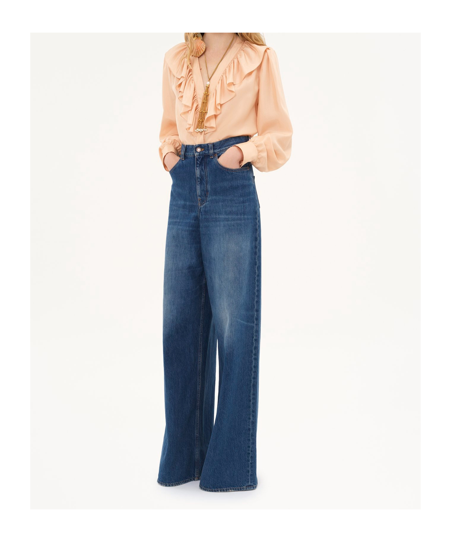 Shop Chloé Satin Shirt In Biscuit Pink