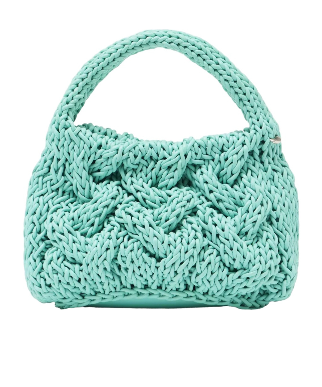 Jw Anderson Small Cable Knit Bag - Leather Drawcord Top Handle Bag In Green