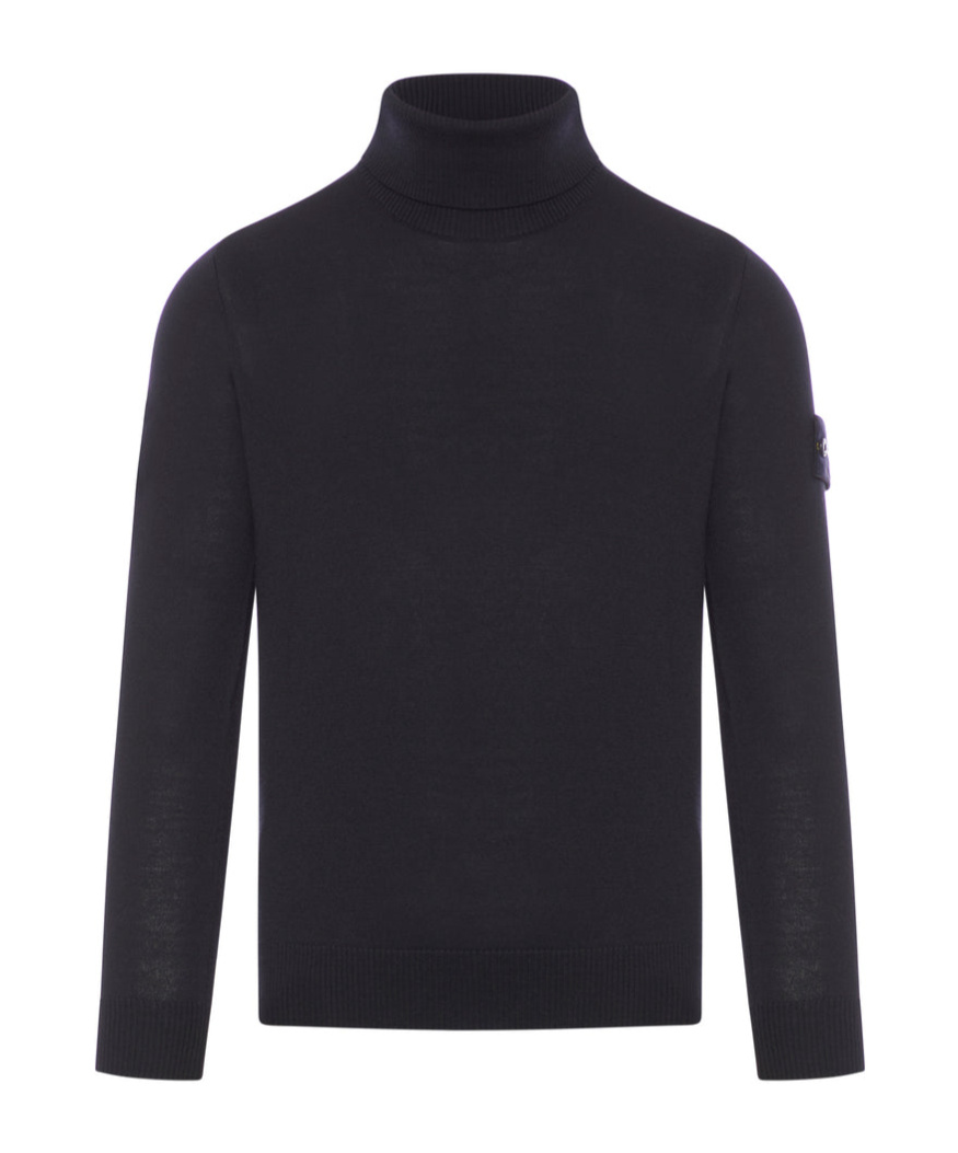 Stone Island Long-sleeved Turtleneck Sweater In Black