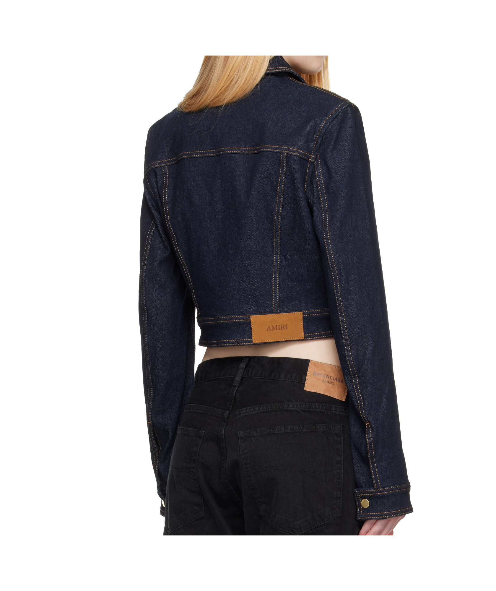 Amiri Embroidered Zip-front Denim Jacket In Blue