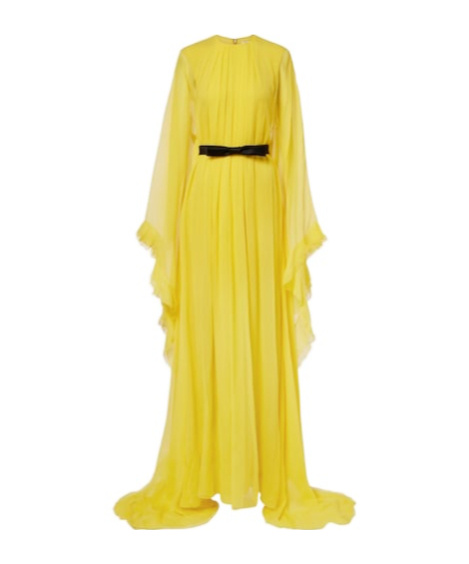 Givenchy Belted Silk Gown In Yellow