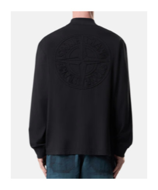 Stone Island Oversized-fit Long-sleeve Mock Neck T-shirt With Embroidery In Black