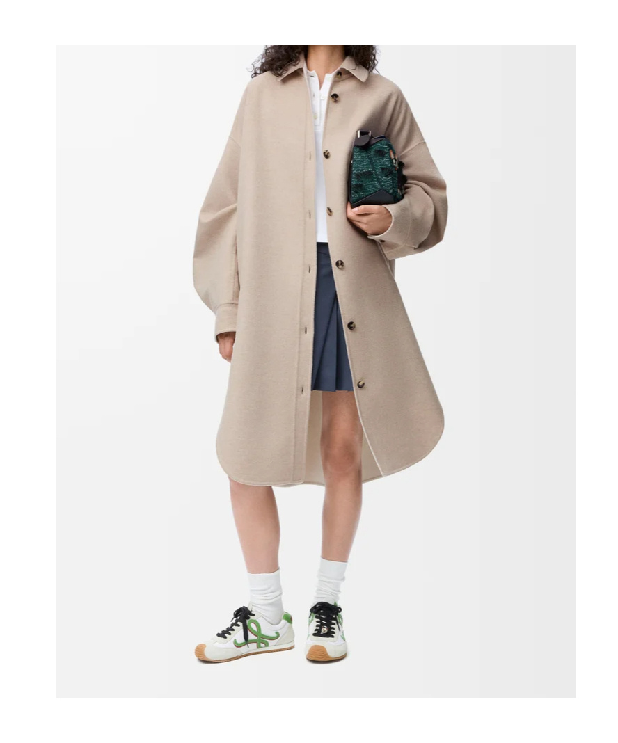 Loewe Wool-cashmere Collared Coat In Neutral