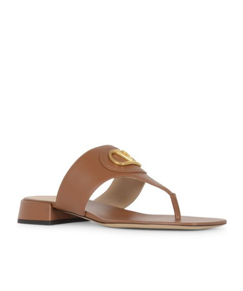 Valentino Logo High-heeled Sandals In Brown