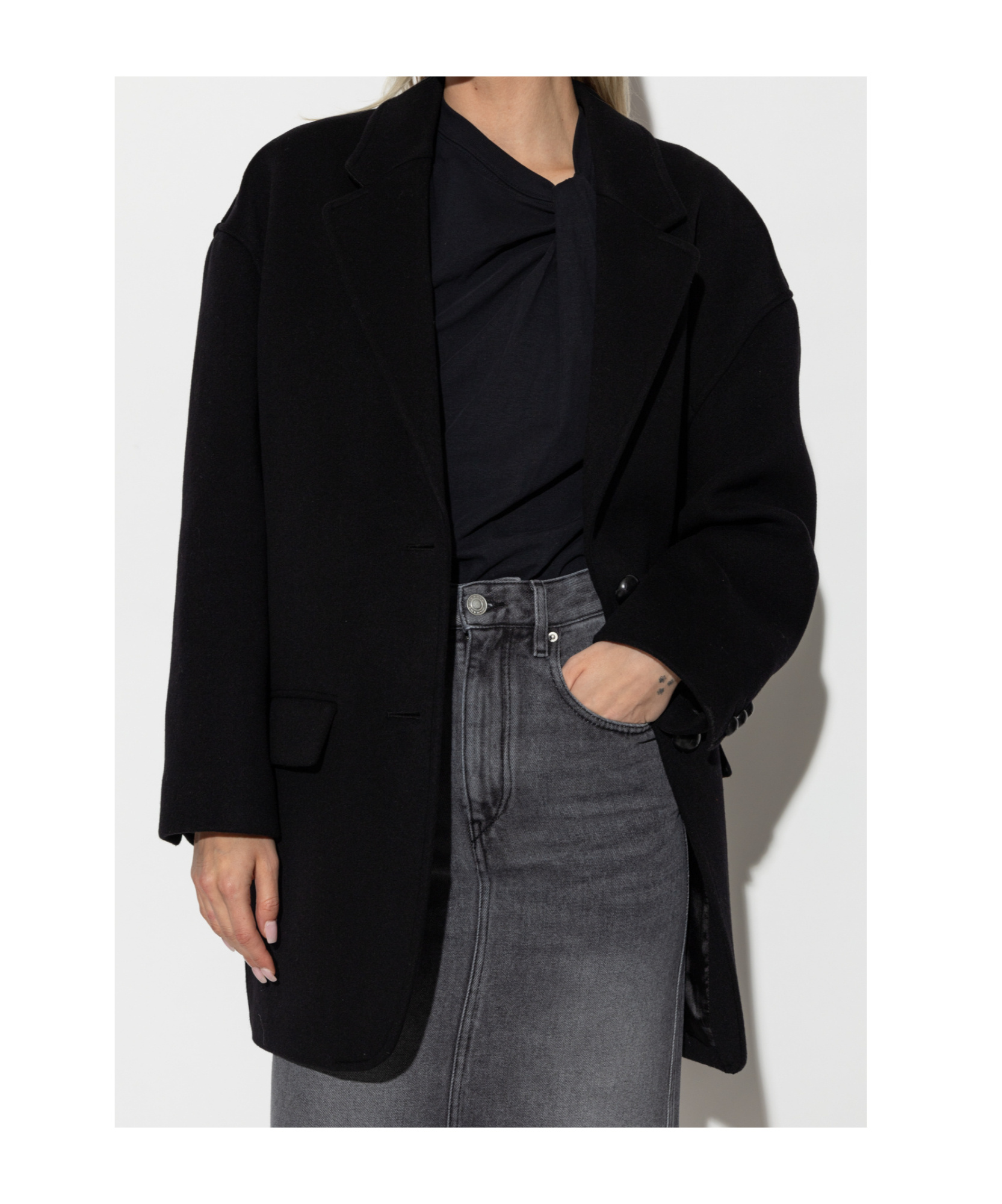 Isabel Marant Long-sleeved Coat In Black