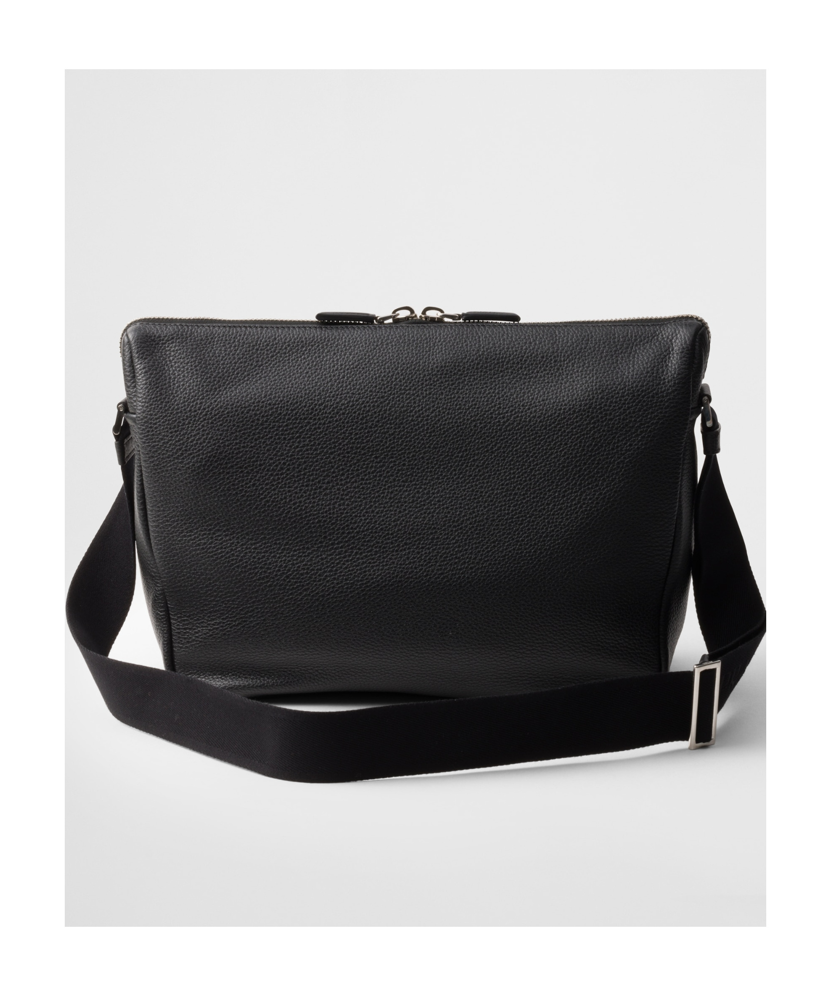 Prada Triangle Logo Leather Shoulder Bag In Black