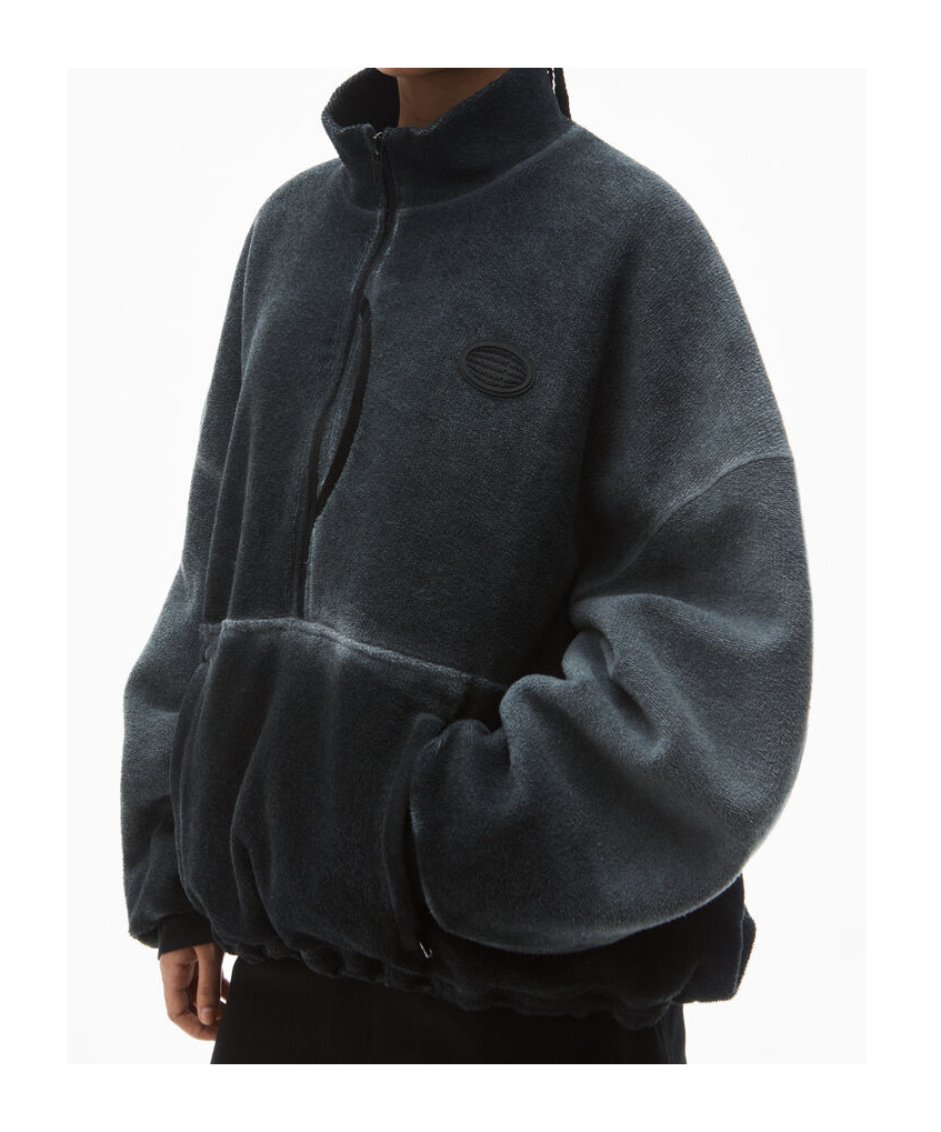 Alexander Wang Half-zip Hoodie In Cotton In Black