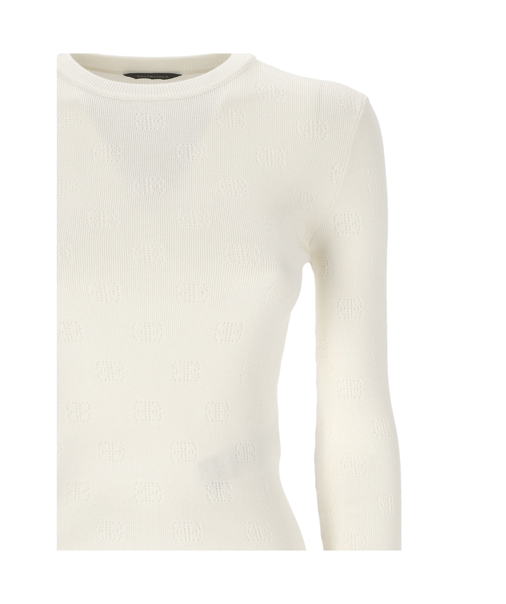 Balenciaga Bb-pattern Open-knit Jumper In White