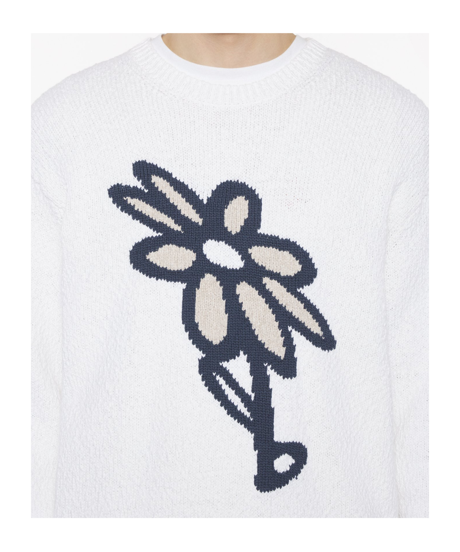 Shop Maison Kitsuné Daisy-intarsia Jumper In White