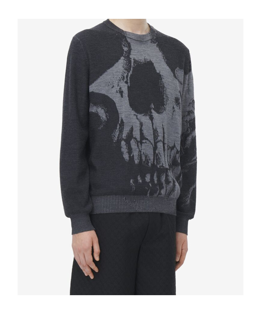 Shop Alexander Mcqueen Skull-intarsia Sweater In Black