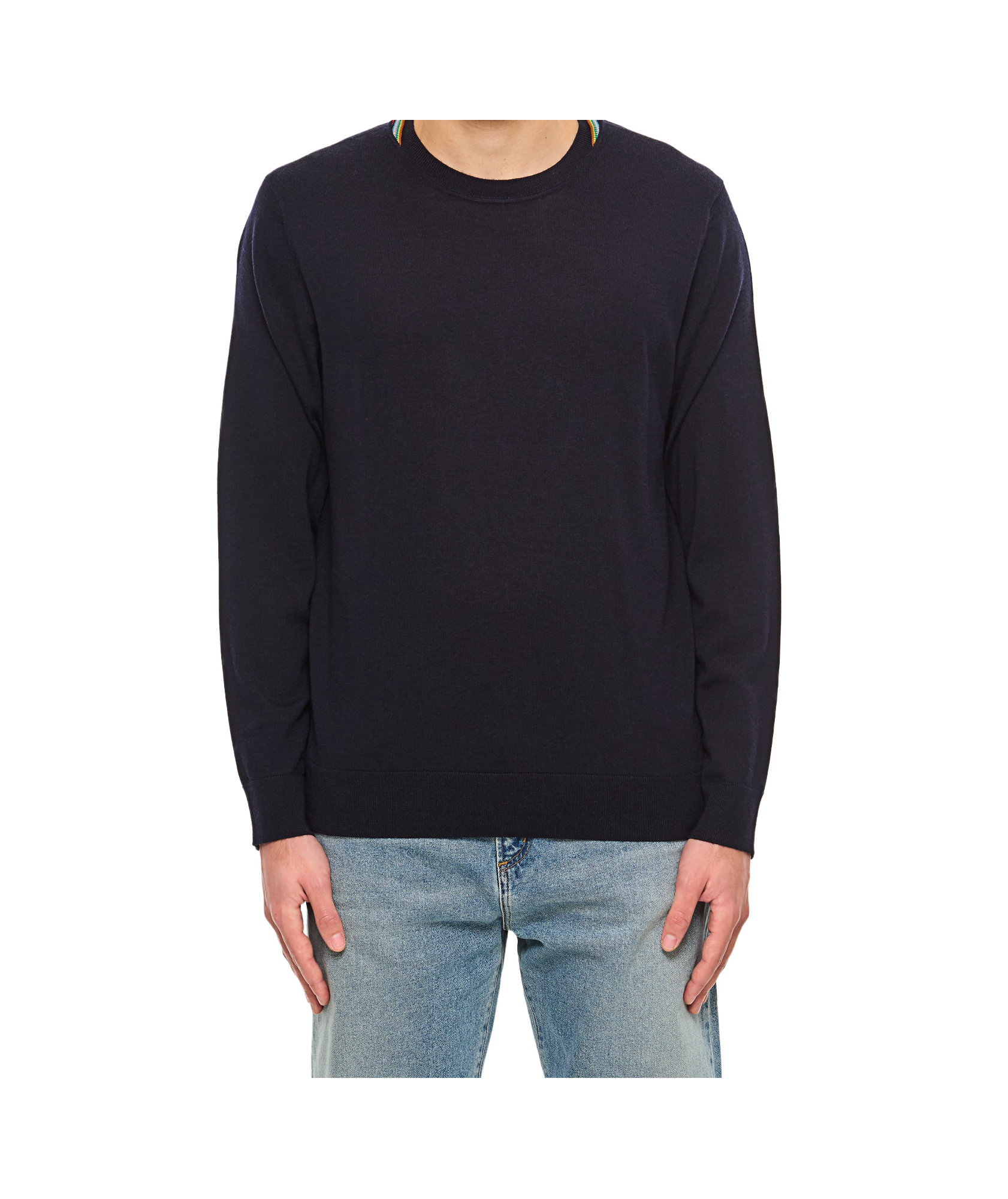 PAUL SMITH PAUL SMITH SIGNATURE STRIPE COLLAR CREWNECK JUMPER