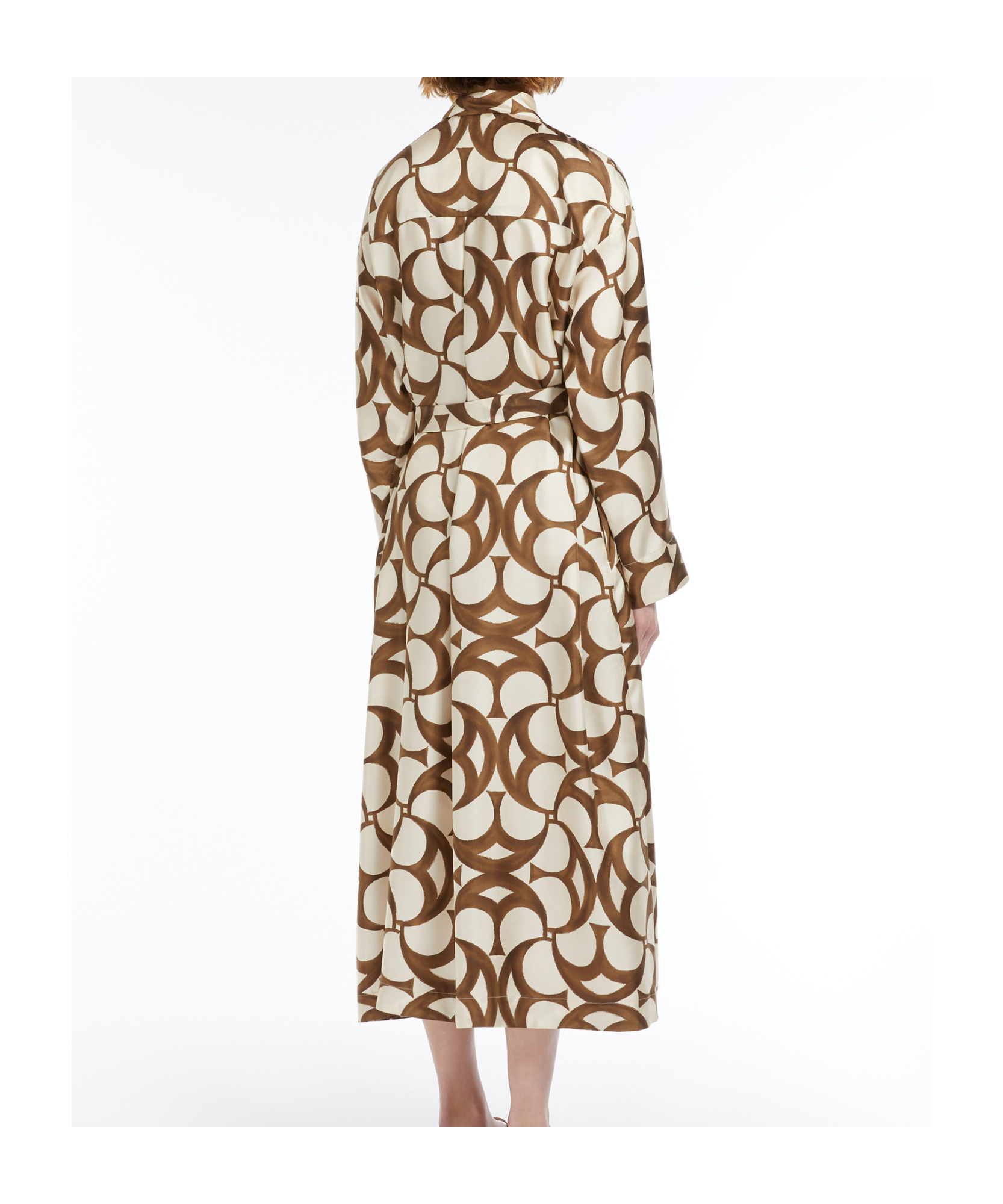 Max Mara Silk Printed Shirt Skirt In Brown