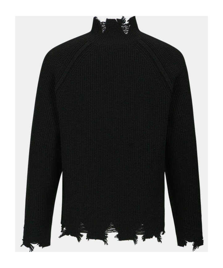 Andersson Bell Roghen Distressed Turtleneck Sweater In Black