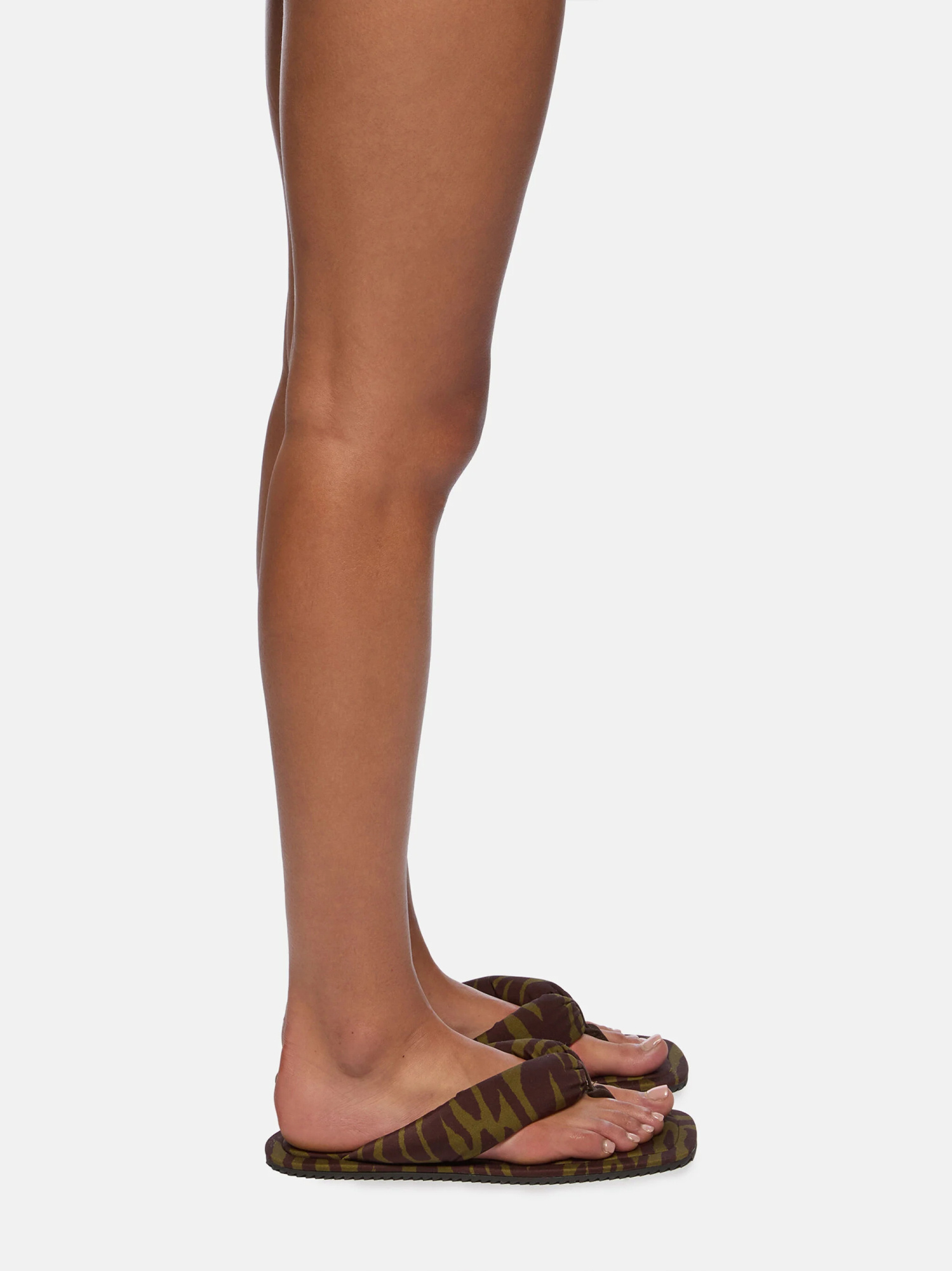 Shop Attico ''indie'' Dark Green And Dark Brown Flat Thong