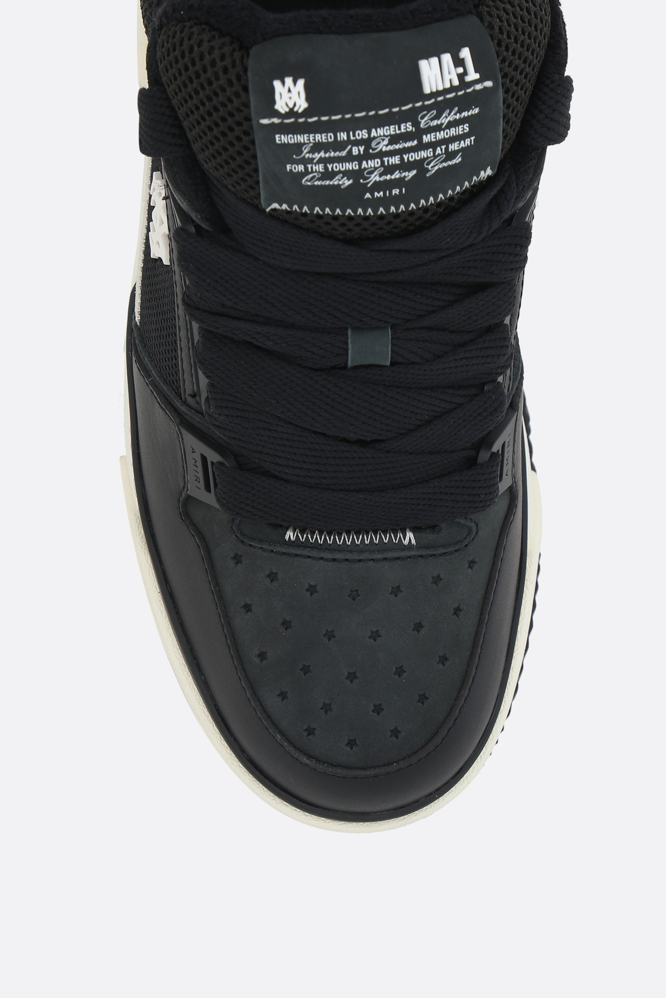 Amiri Black Low Top Sneakers With Logo Detail In Tech Fabric And Leather Man In Black