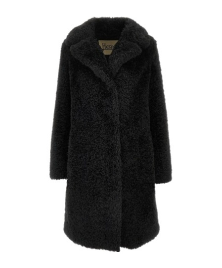 Herno Lapel Long-sleeved Coat In Black