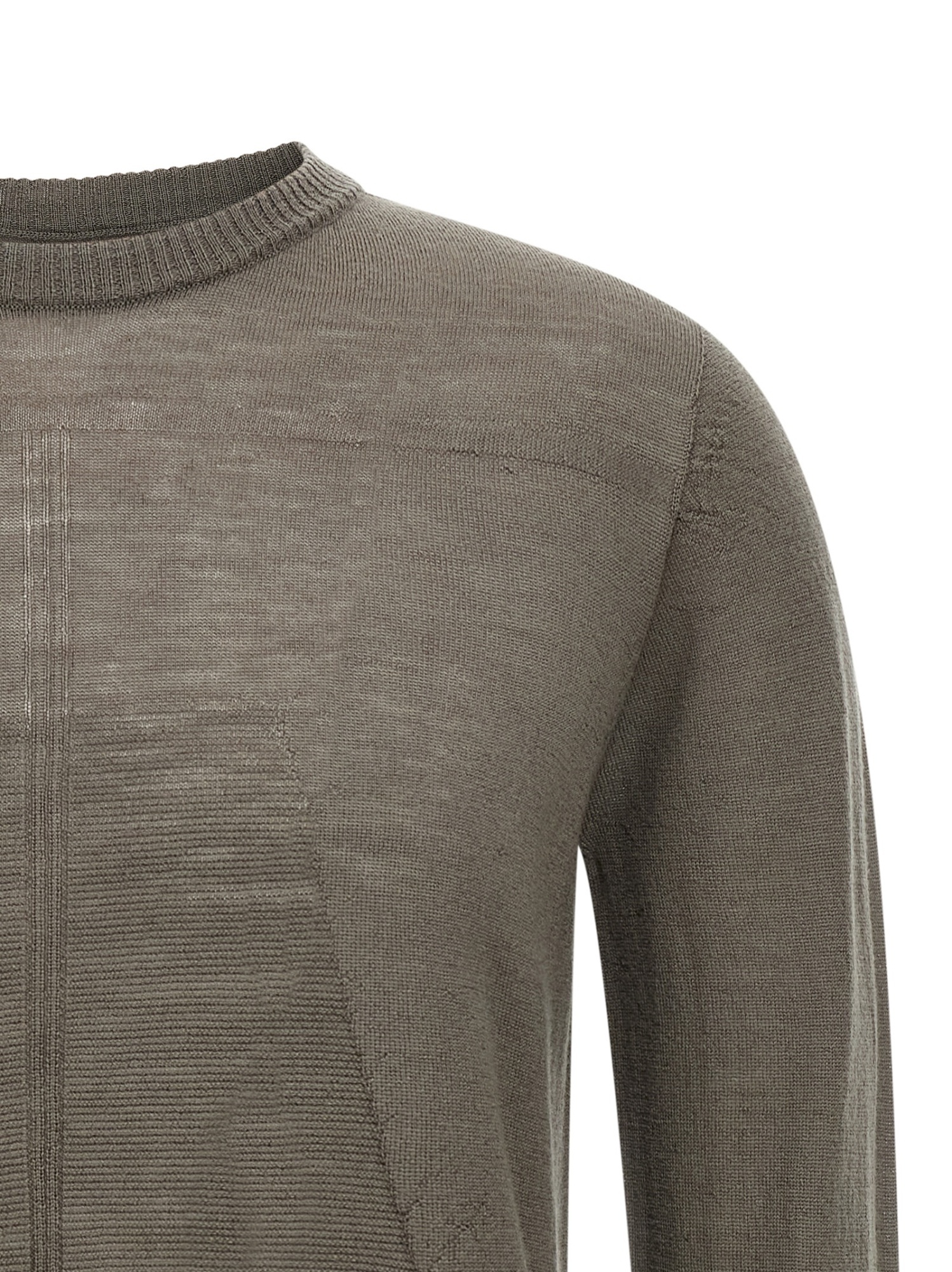 Rick Owens Ribbed Crew-neck Sweater In Gray