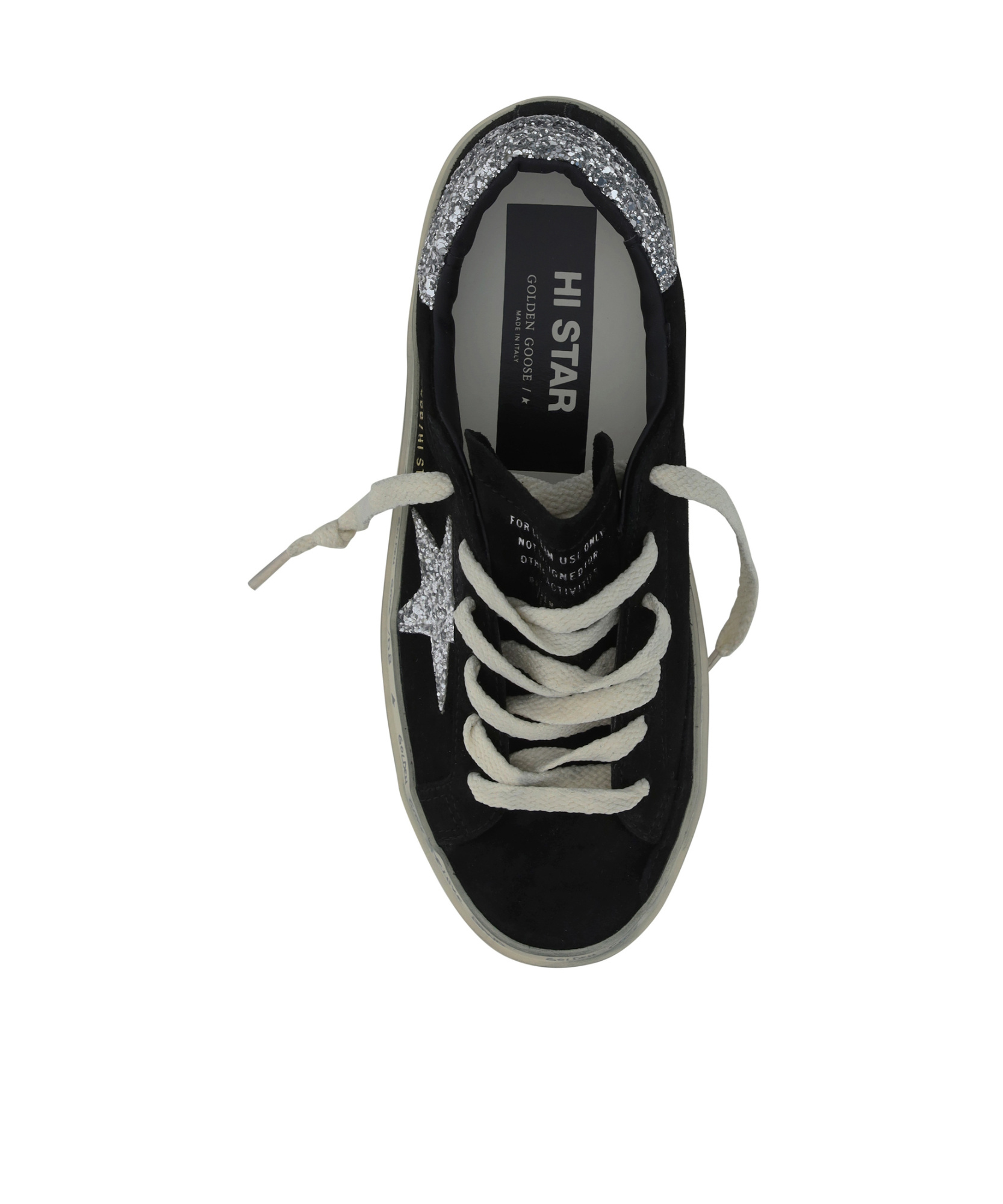 Golden Goose Hi Star Suede Sneakers With Glittered Star And Heel Tab Shoes In Black