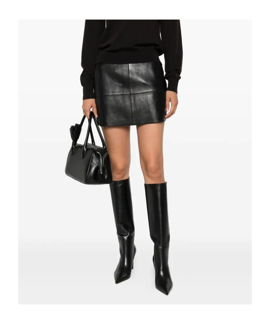 P.a.r.o.s.h High Waist Midi Skirt With Panel Design In Black