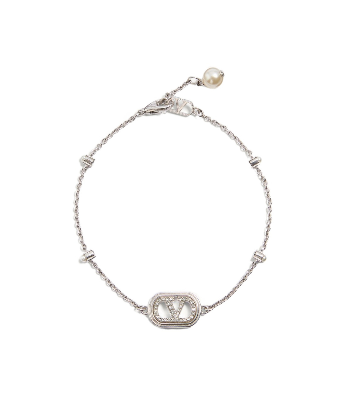 Valentino Logo Bracelet In White
