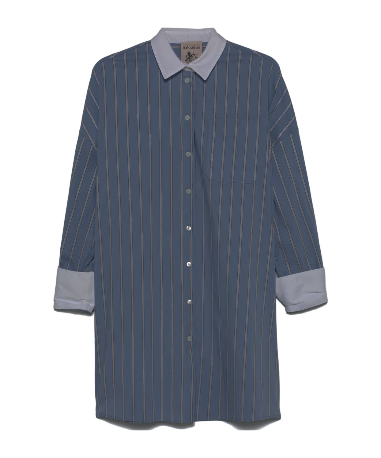 Semicouture Benedicte Striped Cotton Shirt In Light Blue