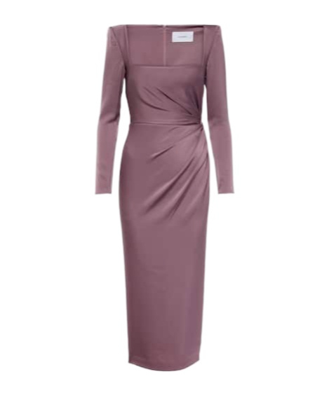 Alex Perry Satin Midi Dress In Gray