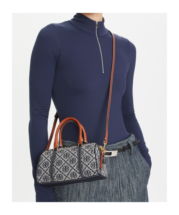 Tory Burch Mini T Monogram Barrel Crossbody Bag In Gray