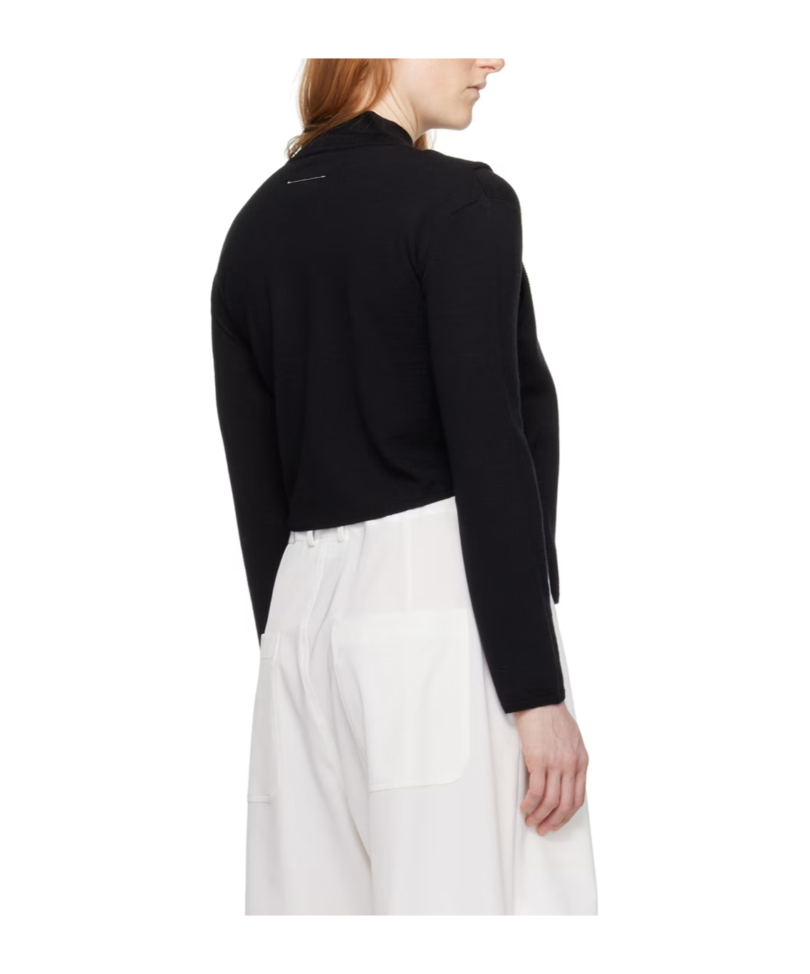 Shop Mm6 Maison Margiela Laminated Knitted Cardigan In Black