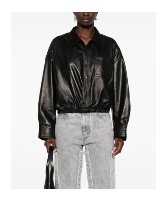R13 Long-sleeves Leather Shirt In Black
