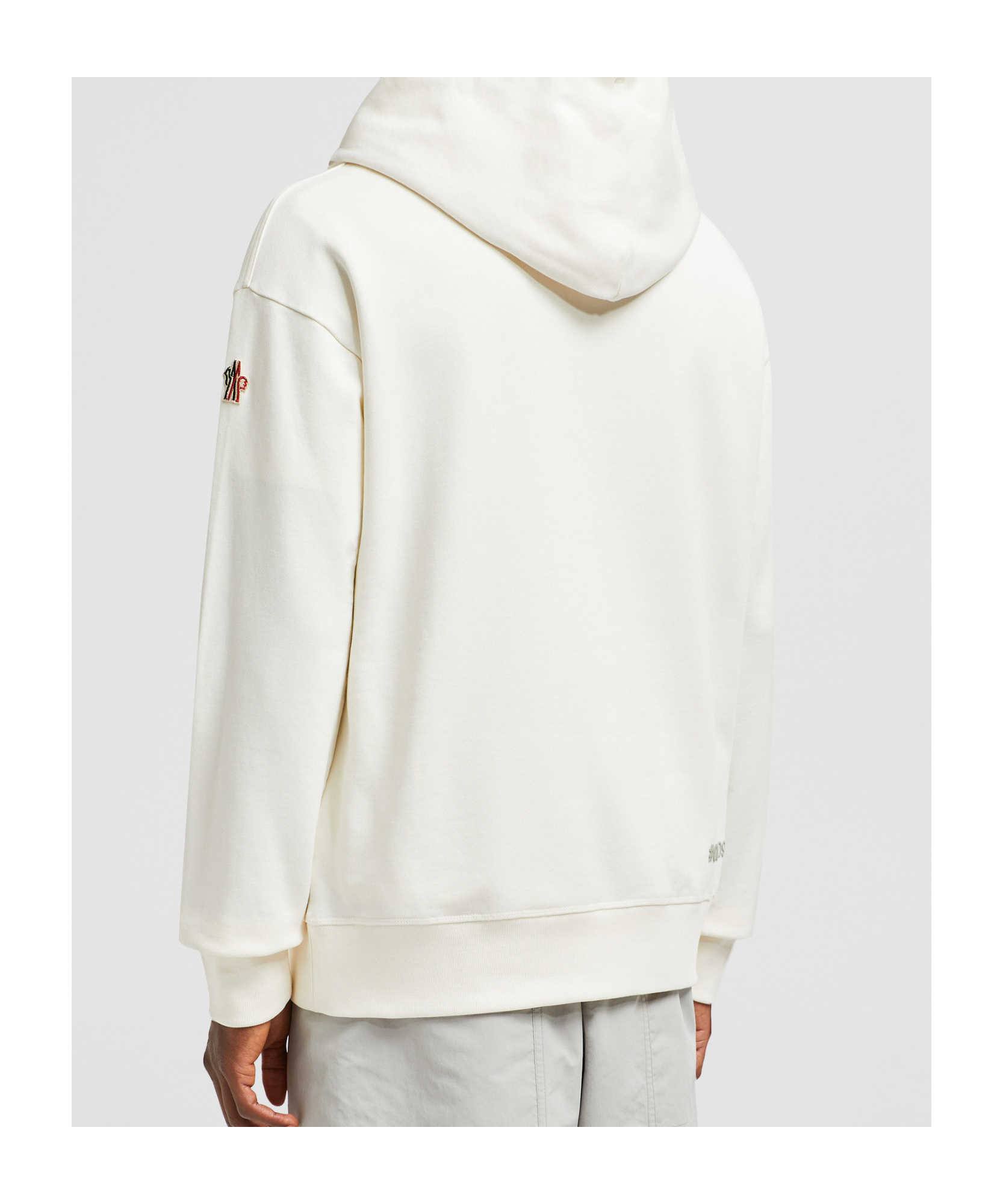 Moncler Men's Logo Cotton Hoodie In White