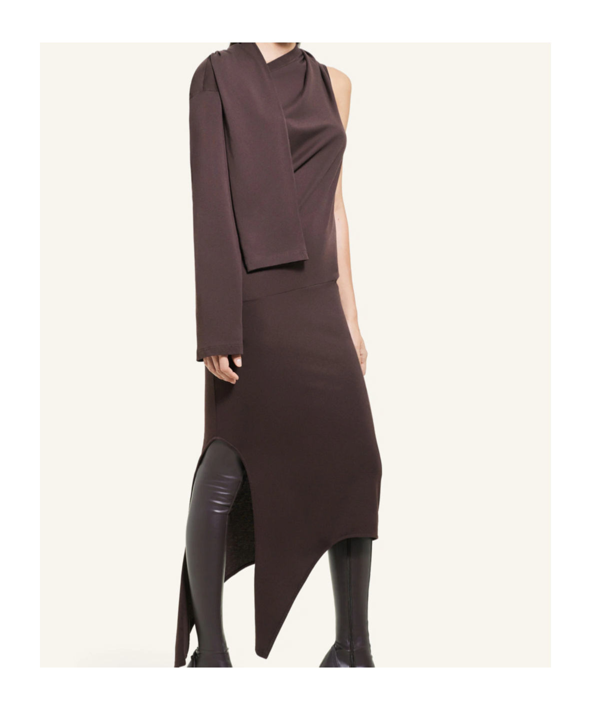 Courrèges Asymmetric Cotton Jersey Dress In Black