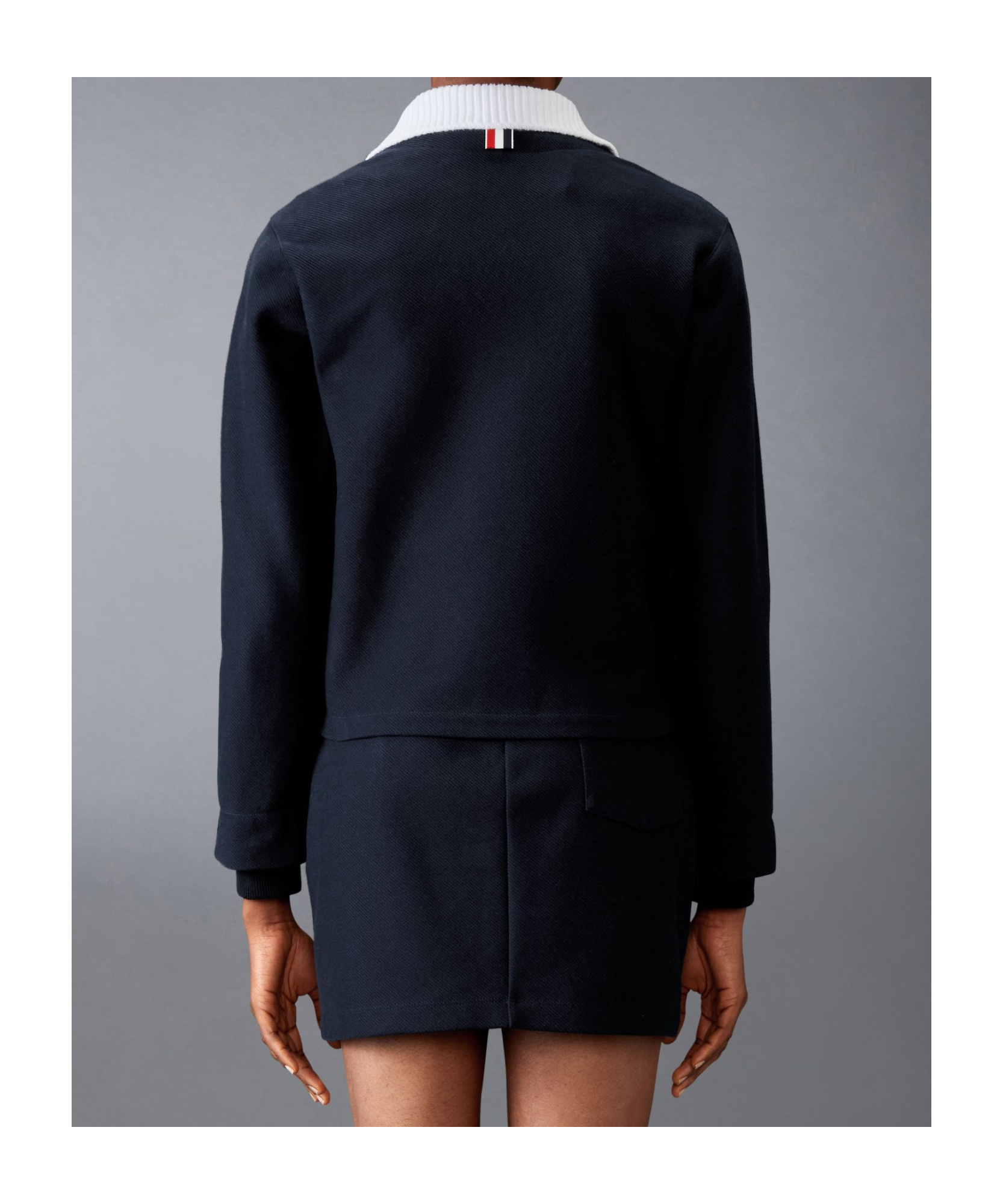 Thom Browne Ribbed Collar Jacket In Blue