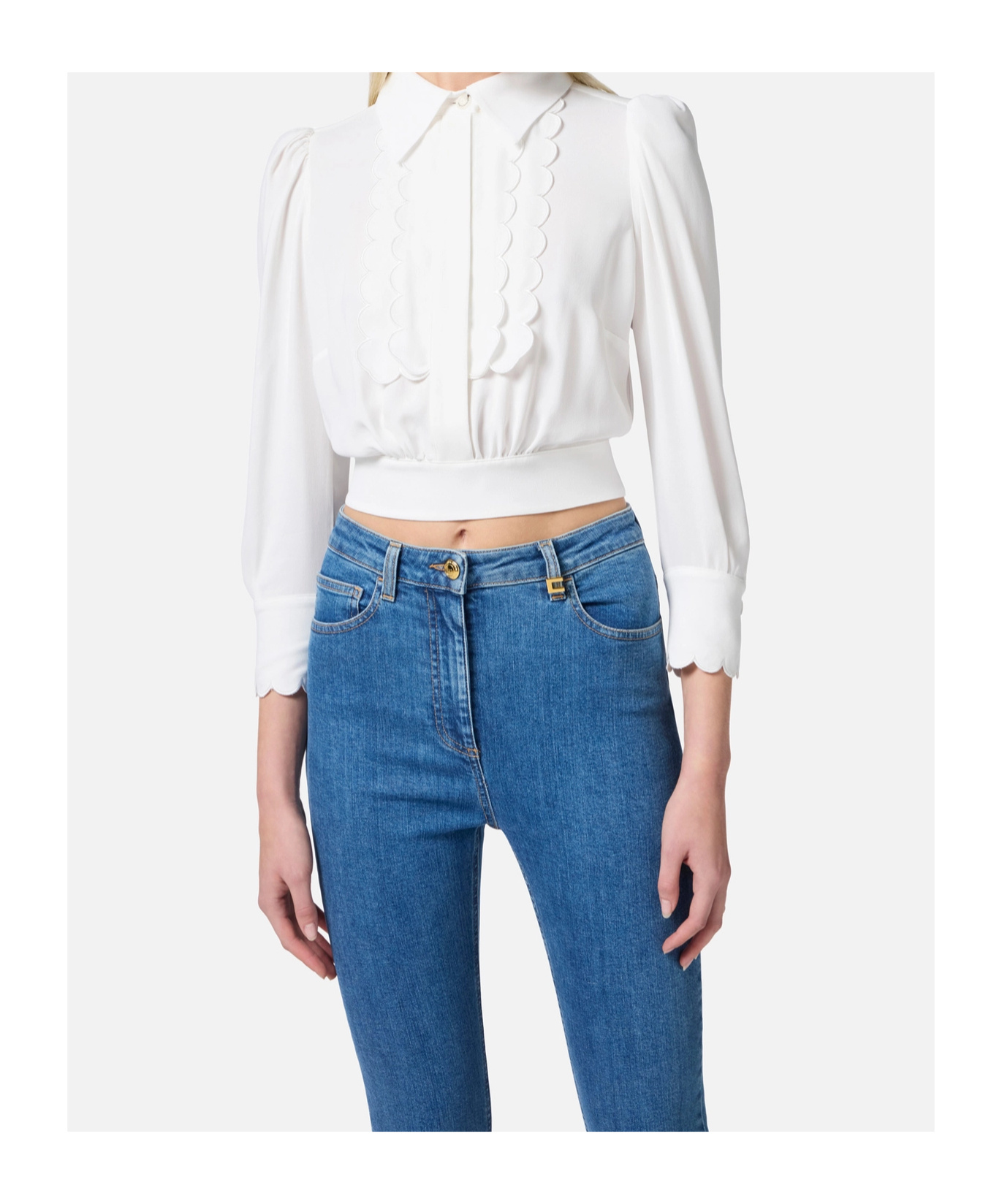 Elisabetta Franchi Elegant White Shirt With Rear Tie In Ivory