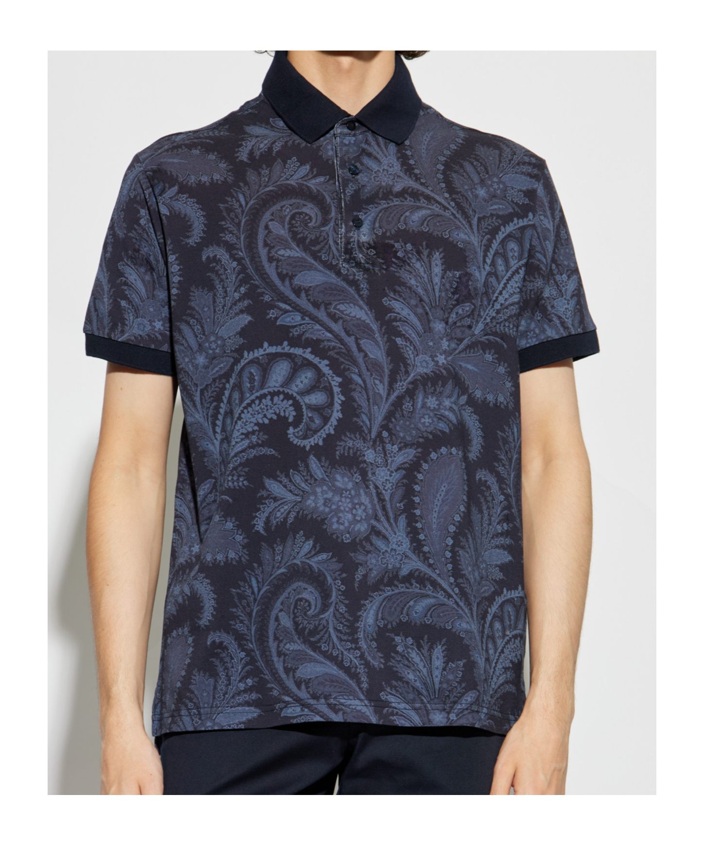 Etro Floral Paisley Print Polo T-shirt In Blue