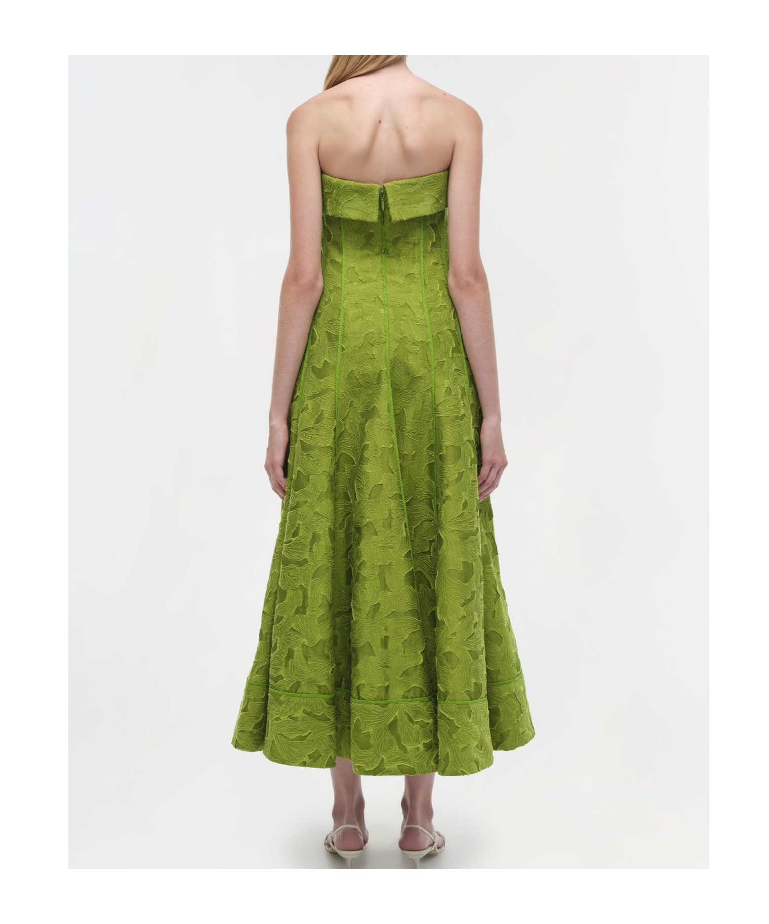 JONATHAN SIMKHAI IMOGEN JACQUARD STRAPLESS MIDI DRESS